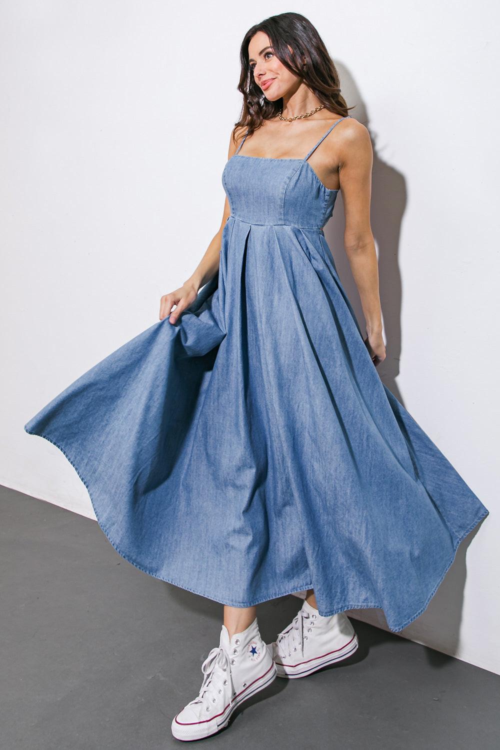 Captivating Heart Denim Midi Dress in 20lig 20ind13 — Soul Flow Apparel