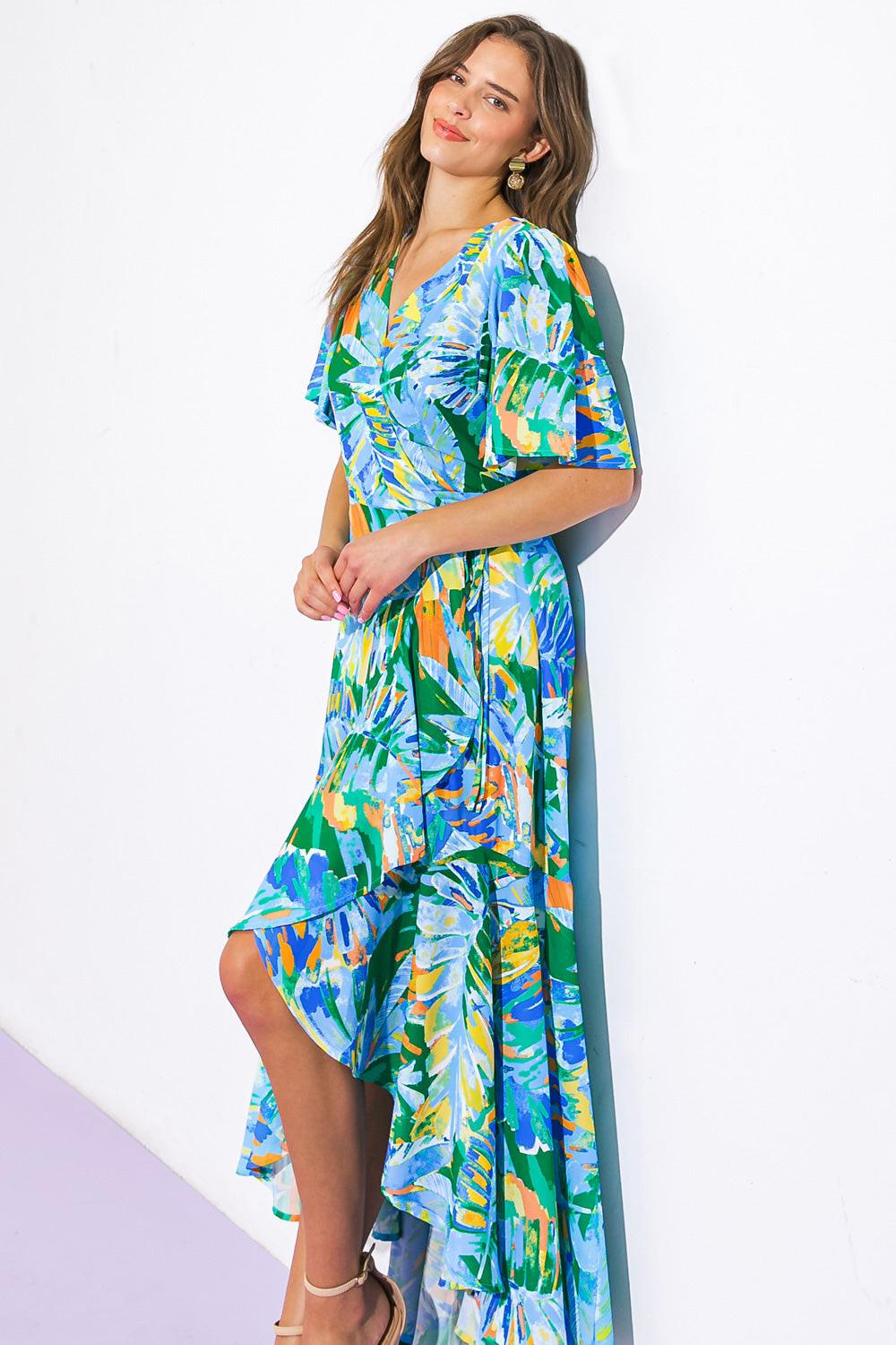 Unexpected Surprise Woven Hi-Lo Dress in 20blu 20gre9 — Soul Flow Apparel