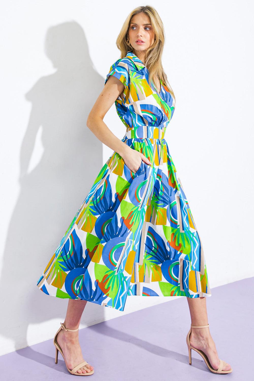 Summer Mirage Woven Midi Dress in 20blu7 — Soul Flow Apparel
