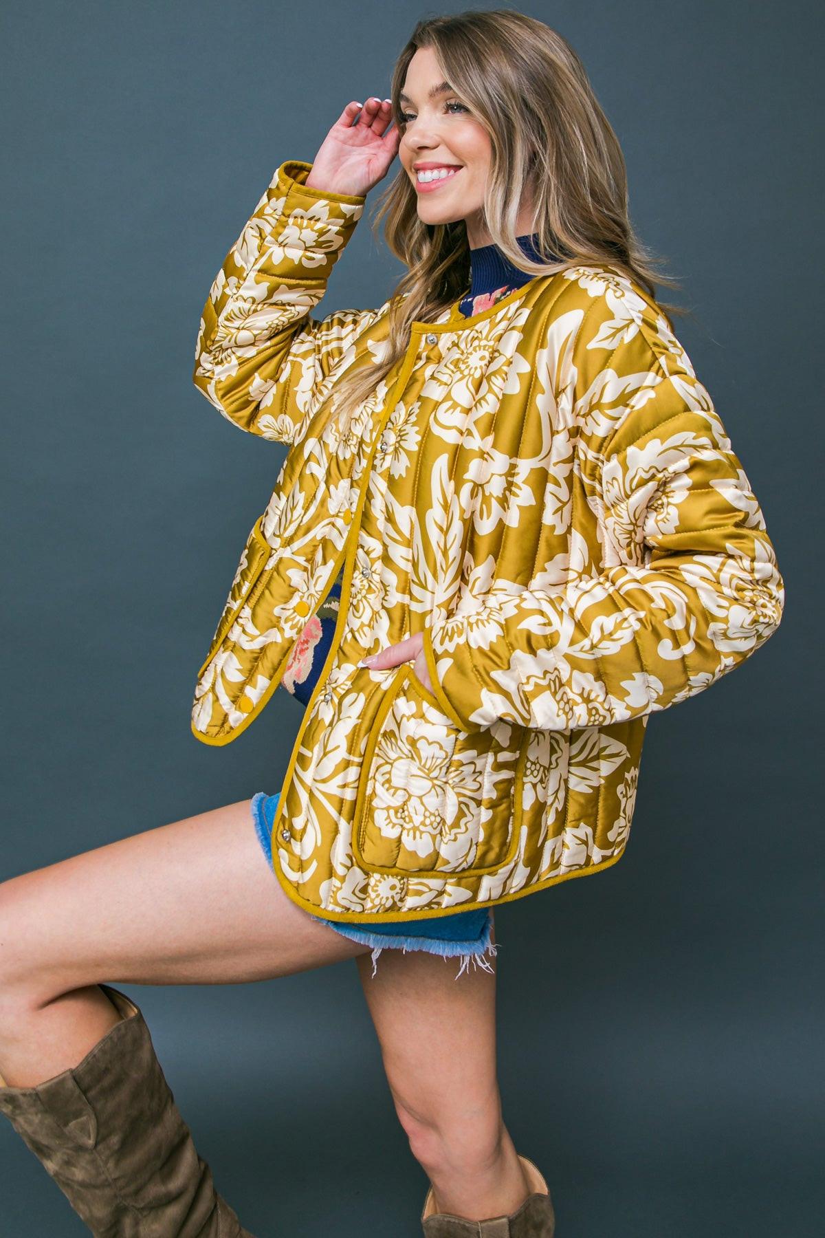 Totally Convinced Woven Puff Jacket Lightweight Printed with Pockets in 20cam38 — Soul Flow Apparel