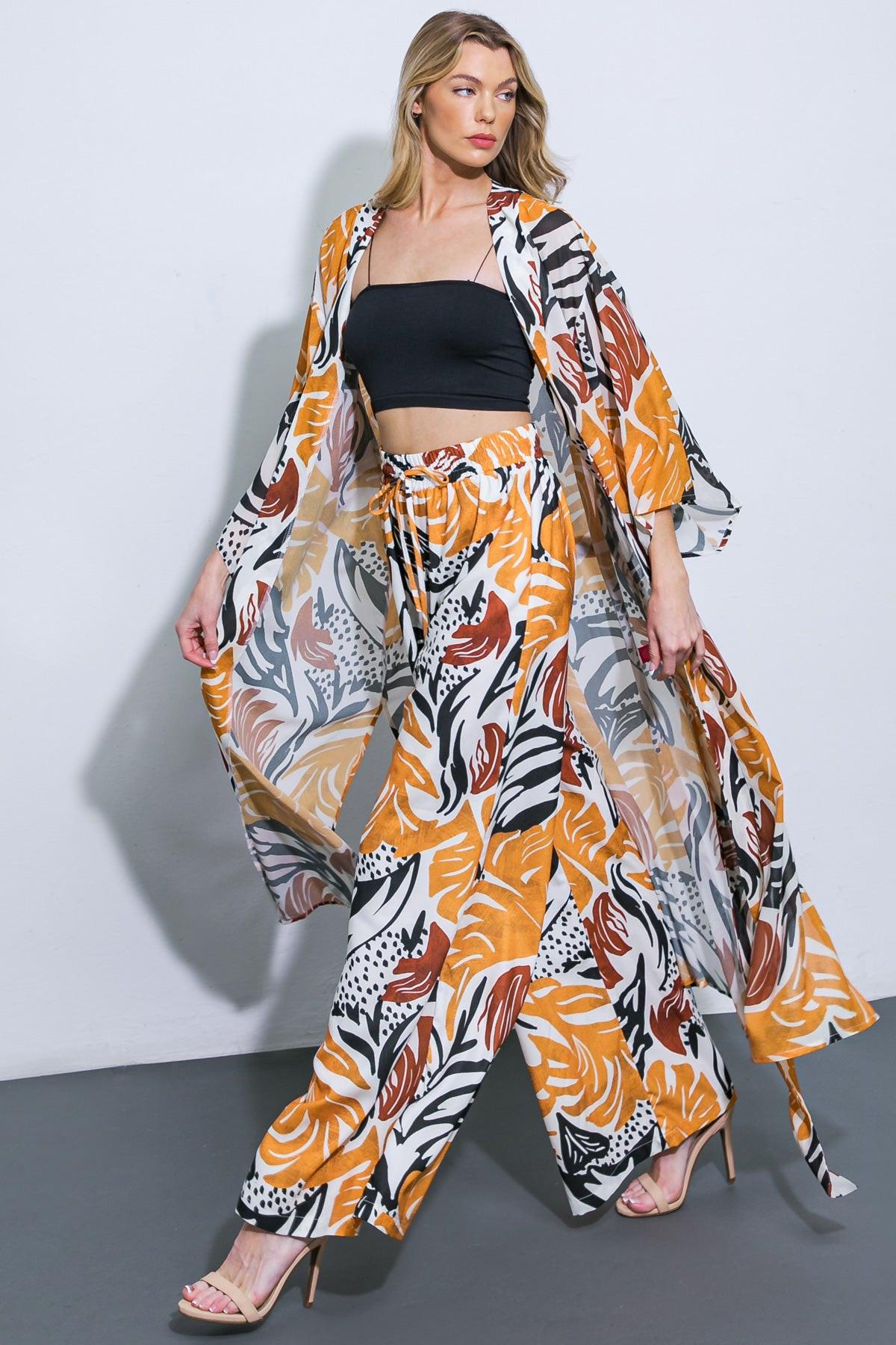 Where the Wind Woven Midi Kimono in 20ora 20bla6 — Soul Flow Apparel