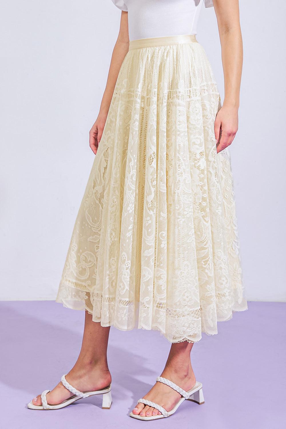 Meaningful Moment Woven Lace Midi Skirt in 20ivo8 — Soul Flow Apparel