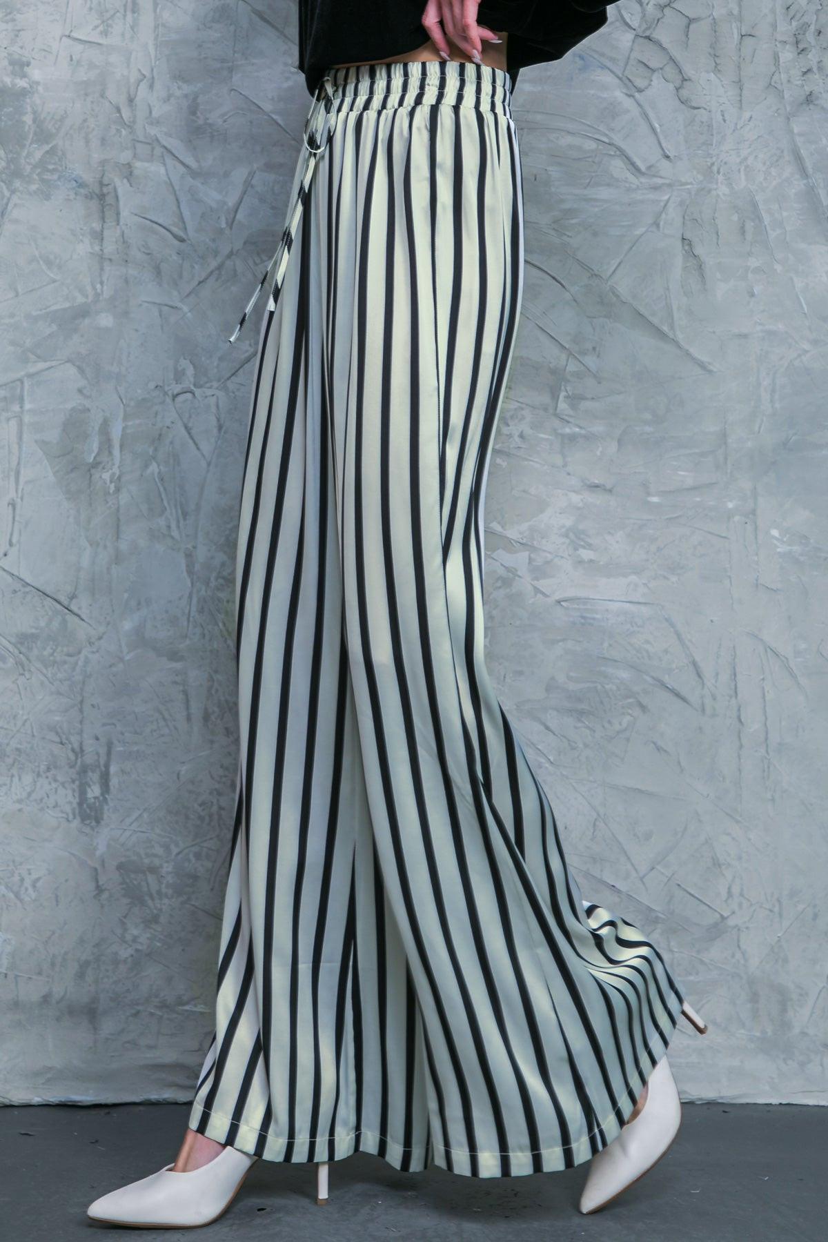 Nothing to Regret Satin Pants with Elastic Waist and Wide Leg in 20ivo 20bla52 — Soul Flow Apparel