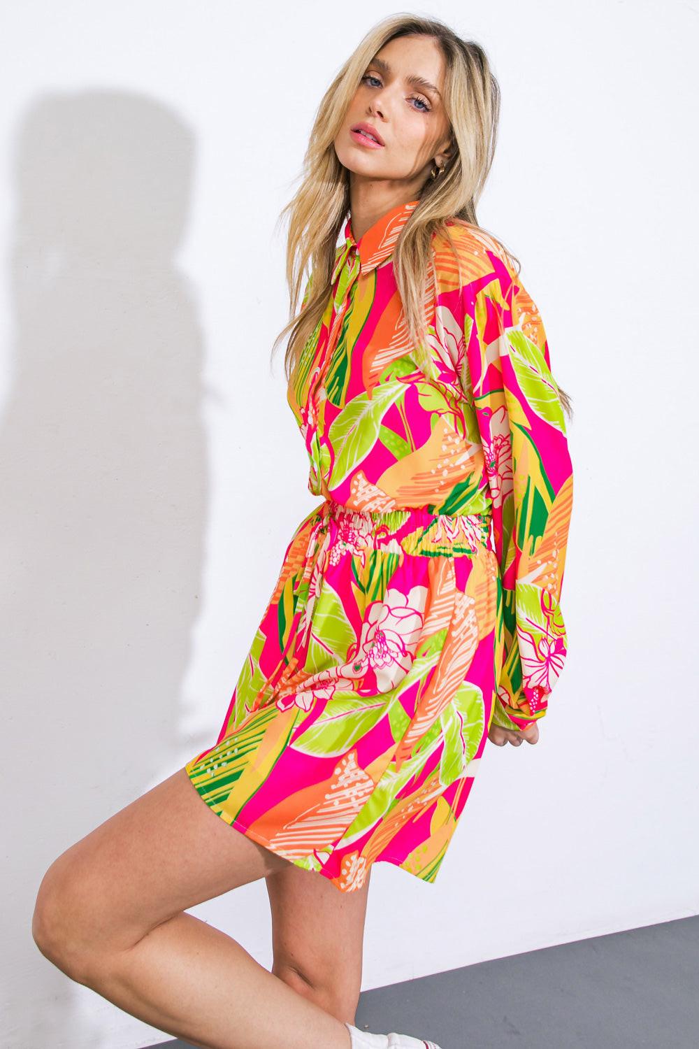 Keeping You Company Woven Romper in 20pin 20lit 20gre6 — Soul Flow Apparel