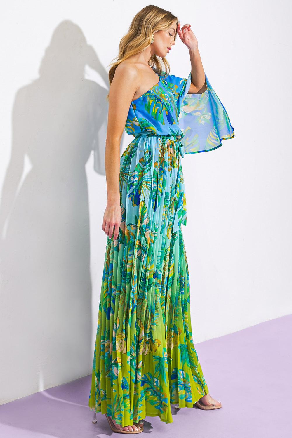 Ball of Joy Woven Jumpsuit in 20blu 20gre11 — Soul Flow Apparel