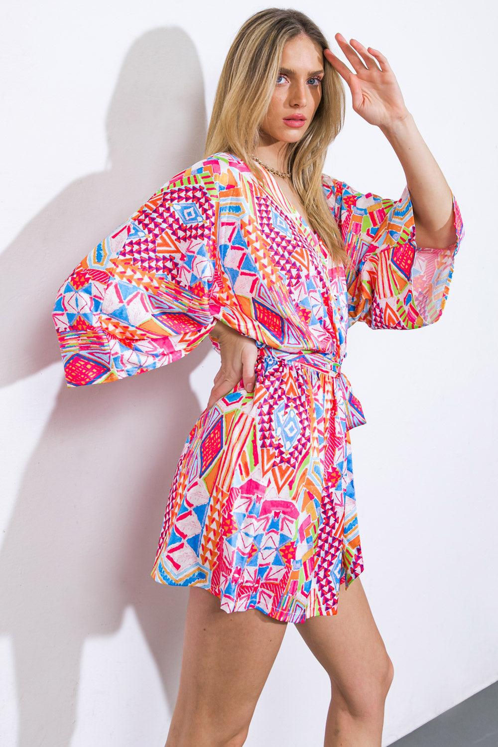 In the Leaves Woven Romper in 20ivo 20fuc16 — Soul Flow Apparel
