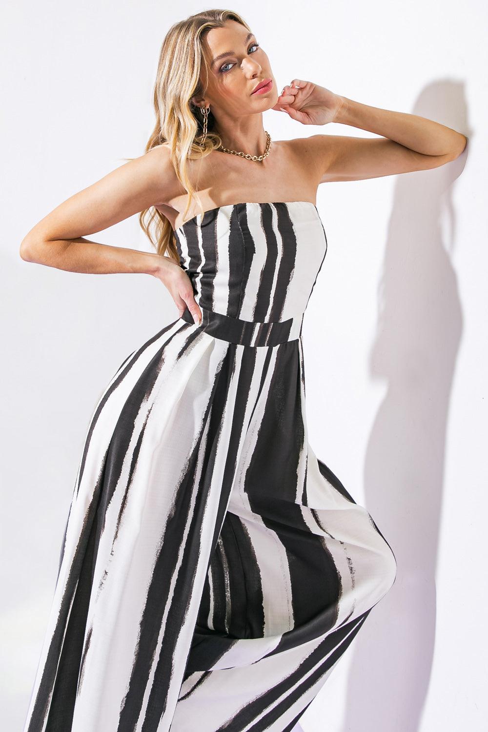 Anywhere with You Woven Jumpsuit in 20whi 20bla15 — Soul Flow Apparel