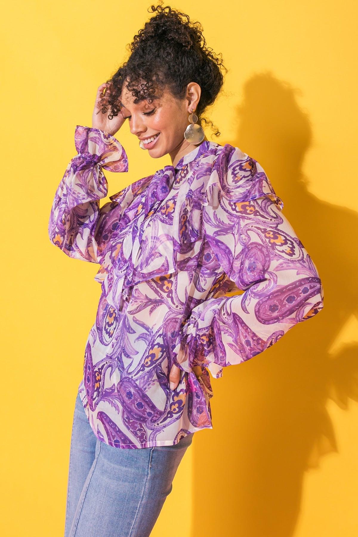 Sweetest Hello Woven Top with Front Tie Keyhole and Ruffles in 20ivo, view 2019 — Soul Flow Apparel