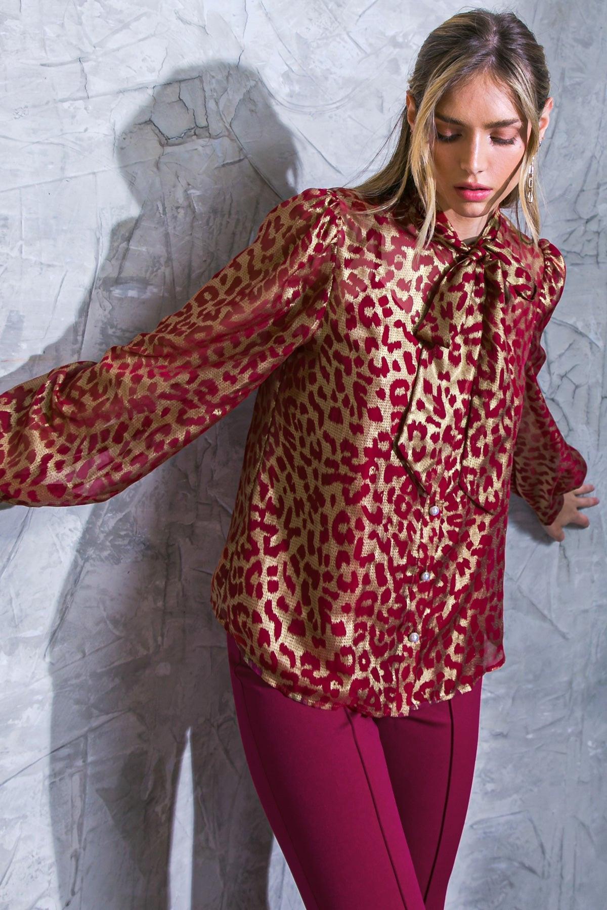 Beyond Compare Semi Sheer Printed Top with Front Tie Closure in 20bur5 — Soul Flow Apparel