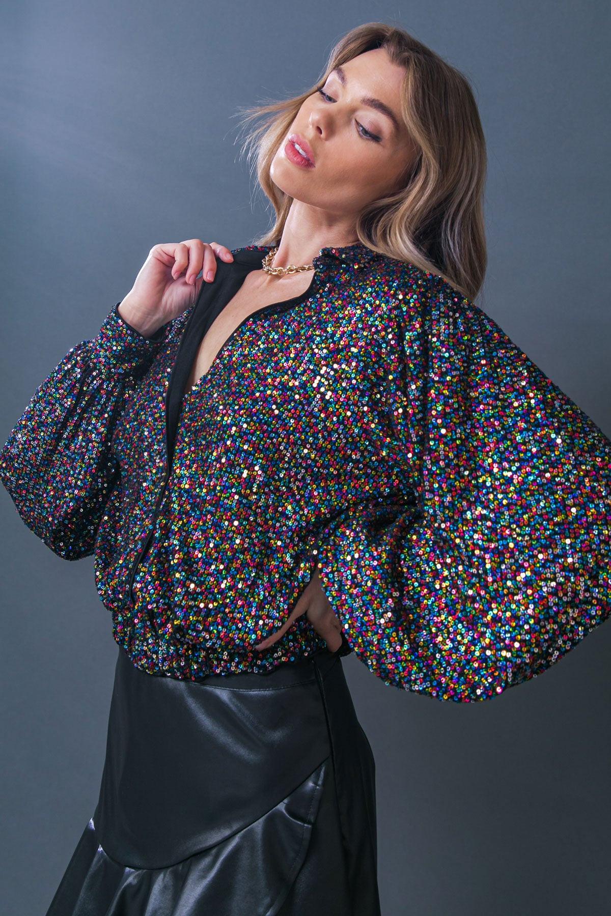 Freedom Calls Sequin Top in 20bla 20mult37 — Soul Flow Apparel