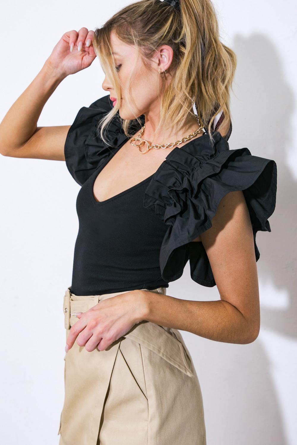 Super Star Platform Knit Bodysuit in 20bla19 — Soul Flow Apparel