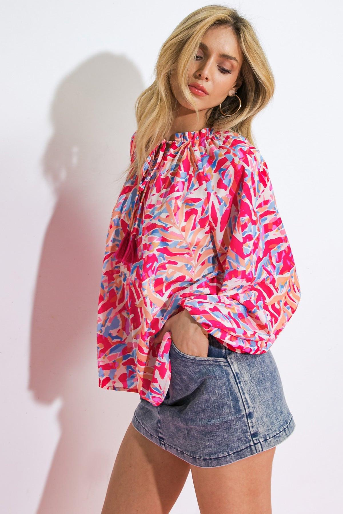 Mistletoe Moment Woven Top in 20fuc 20blu10 — Soul Flow Apparel