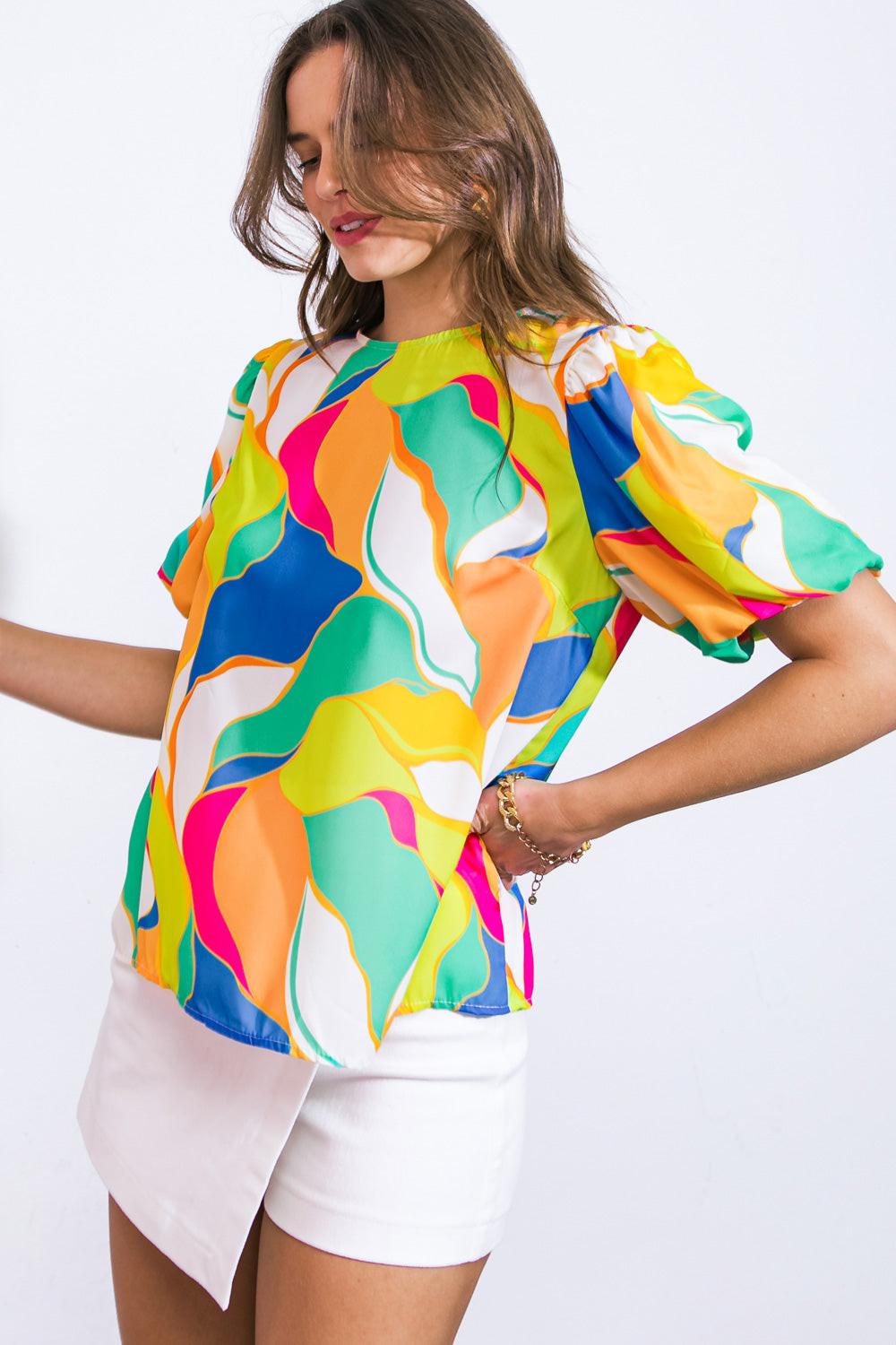 Coastal Vibes Woven Top in 20gre 20blu3 — Soul Flow Apparel