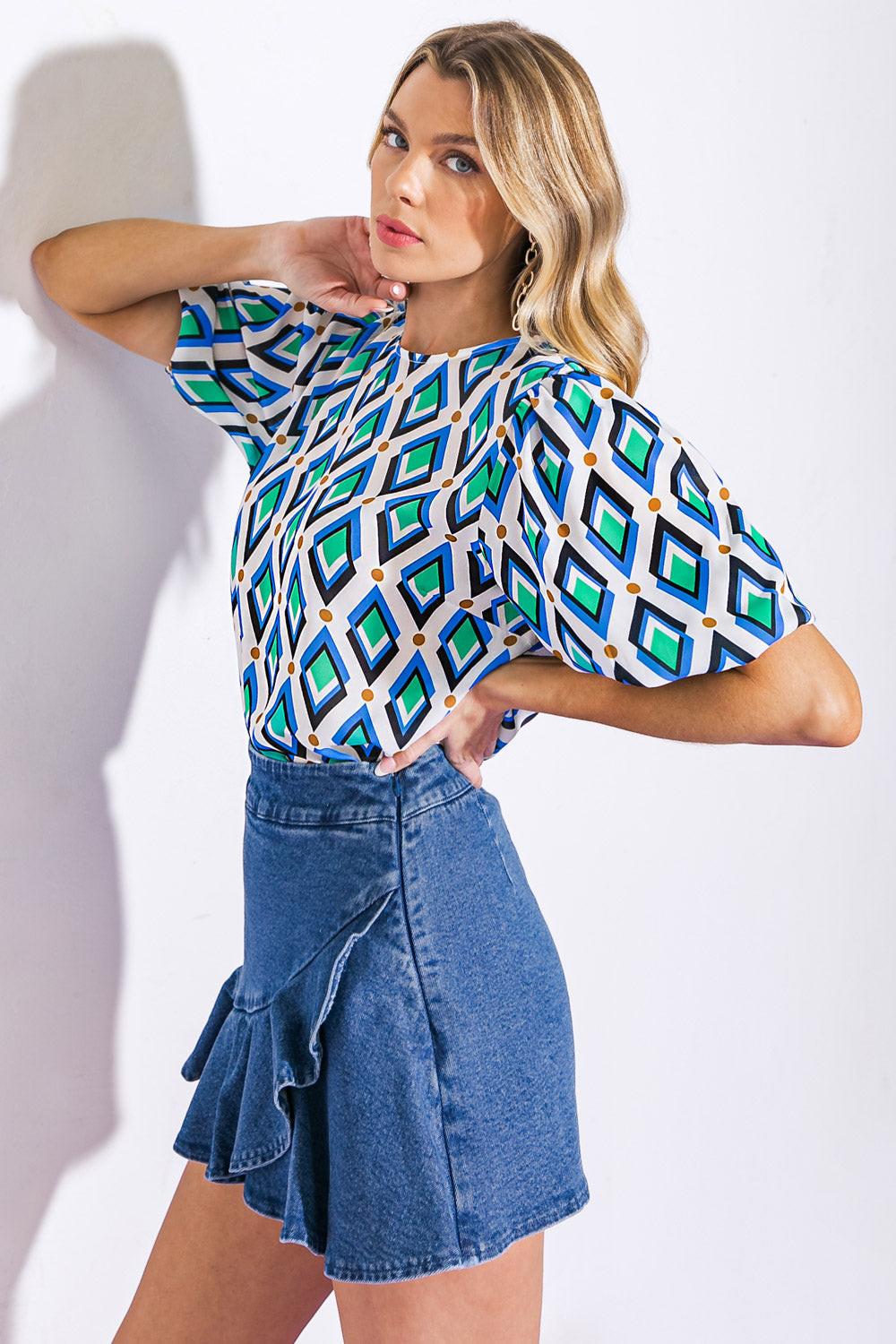 Fresh Take Woven Top in 20ivo 20blu8 — Soul Flow Apparel