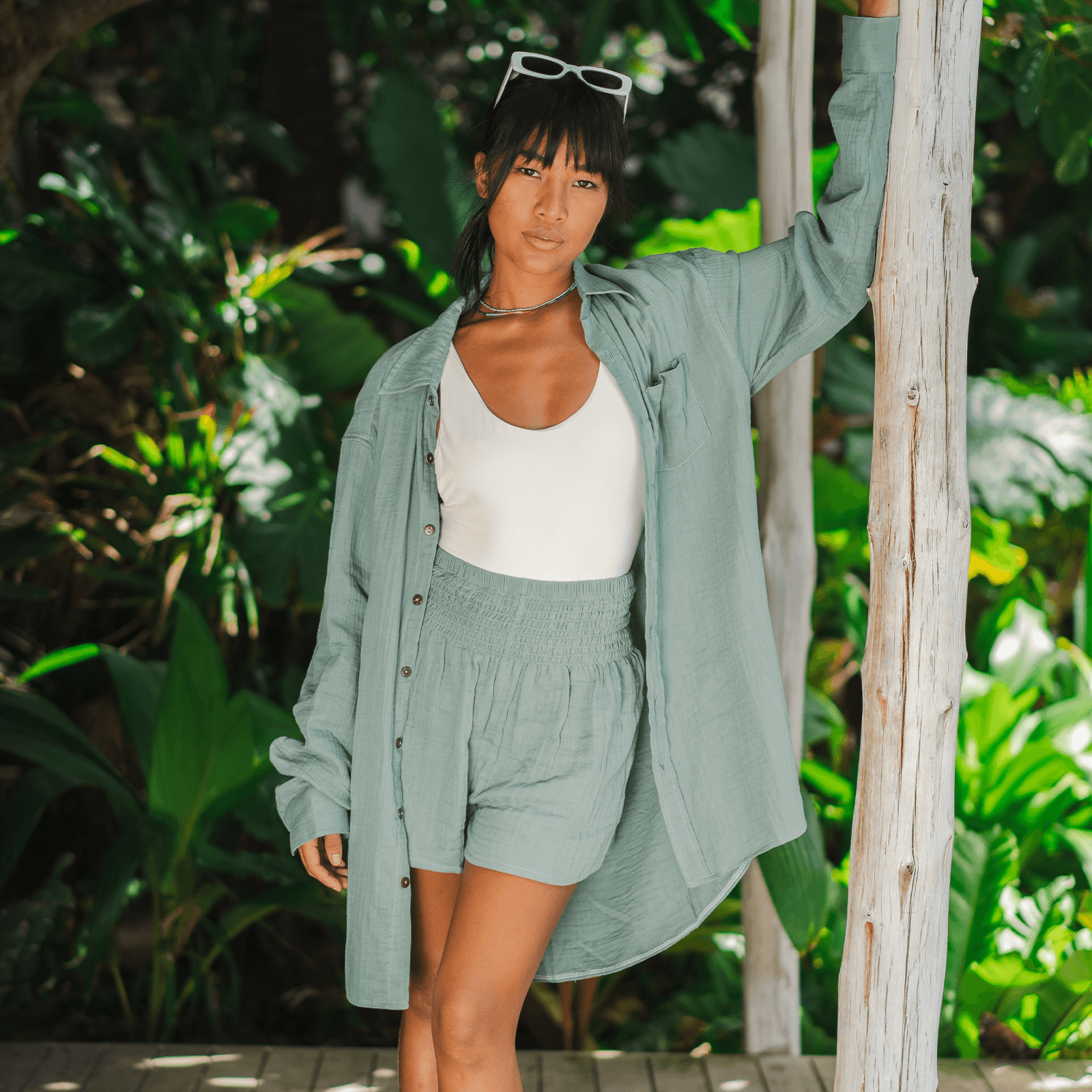 Sage Boyfriend Button Up — Soul Flow Apparel