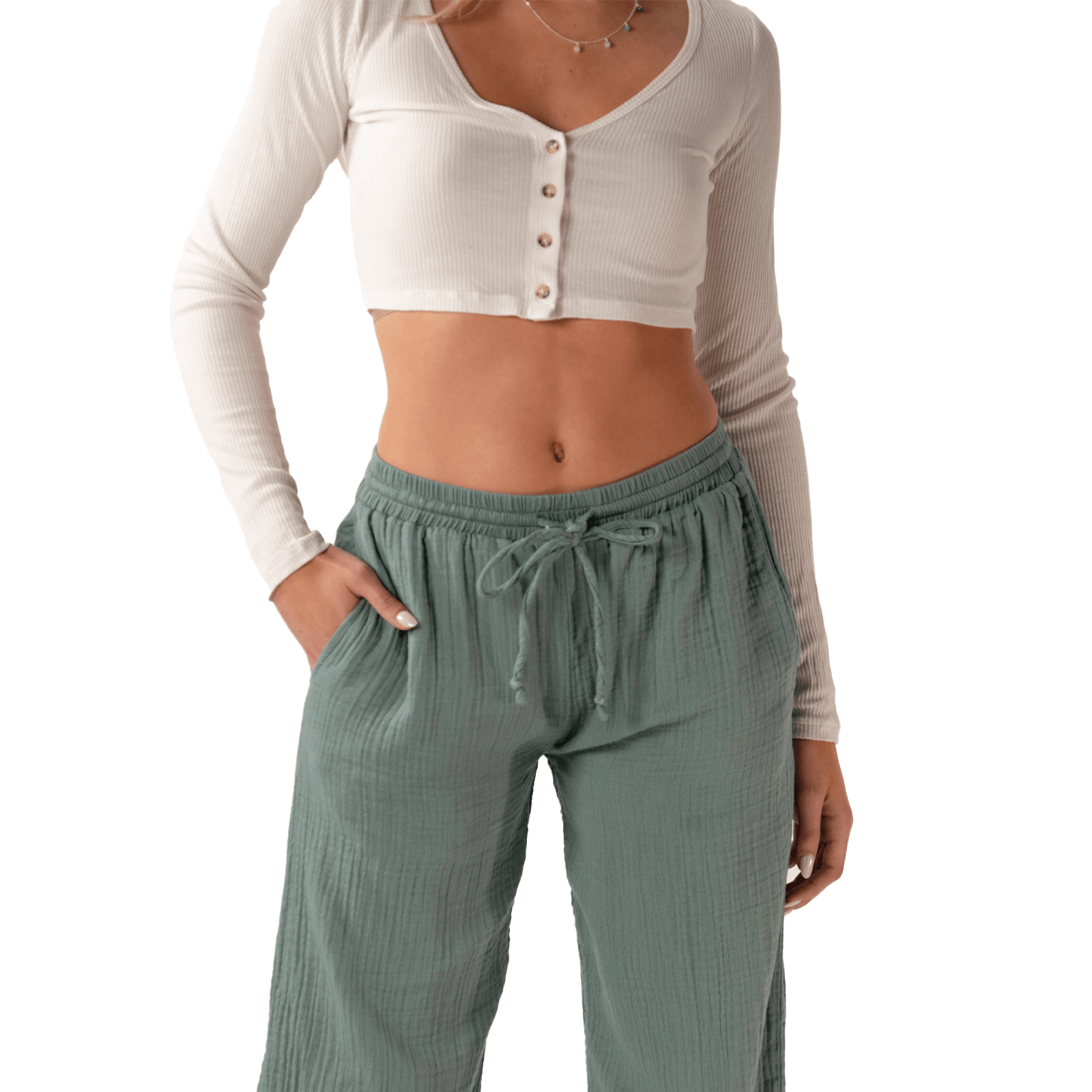 Sage Cotton Cabana Pants — Soul Flow Apparel