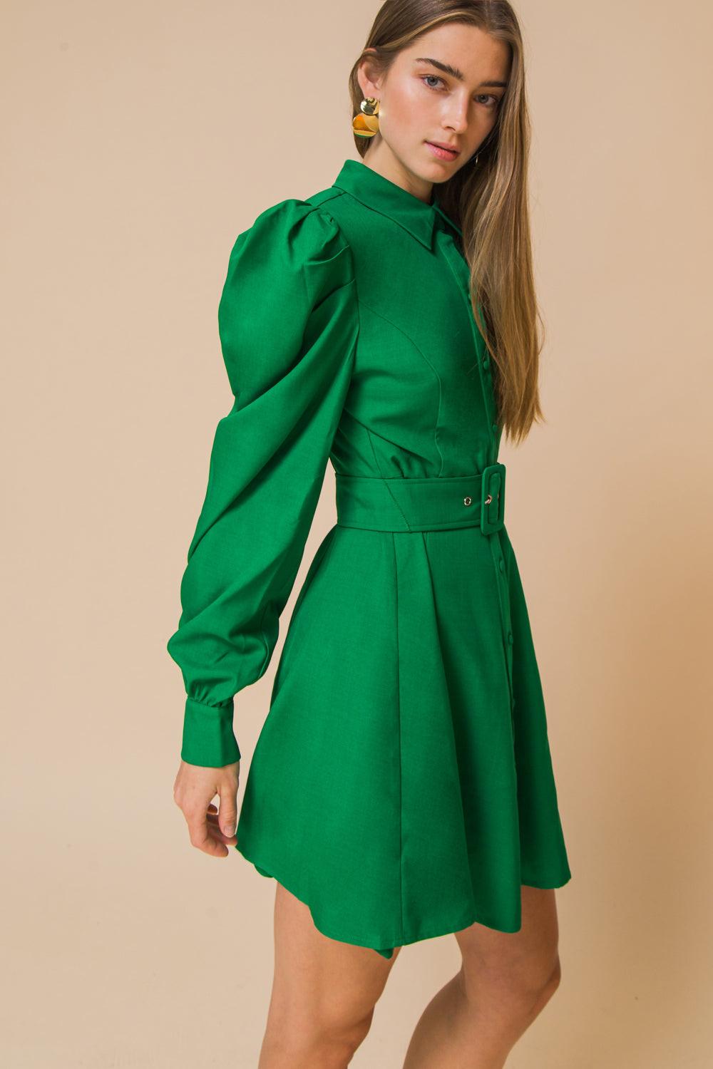 Wrapped Up in Love Mini Dress with Puff Sleeves Belted Silhouette — Soul Flow Apparel