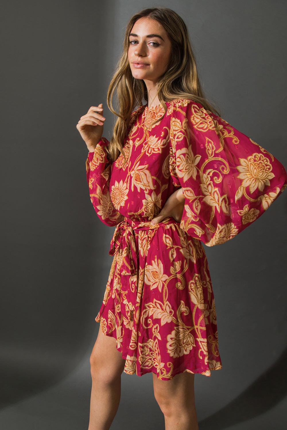 One That Got Away Woven Mini Dress with Exaggerated Sleeves — Soul Flow Apparel