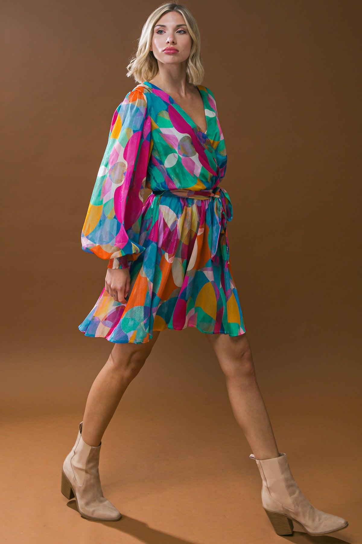 Love Me Tonight Woven Midi Dress With Surplice Neckline And Self Tie Waist