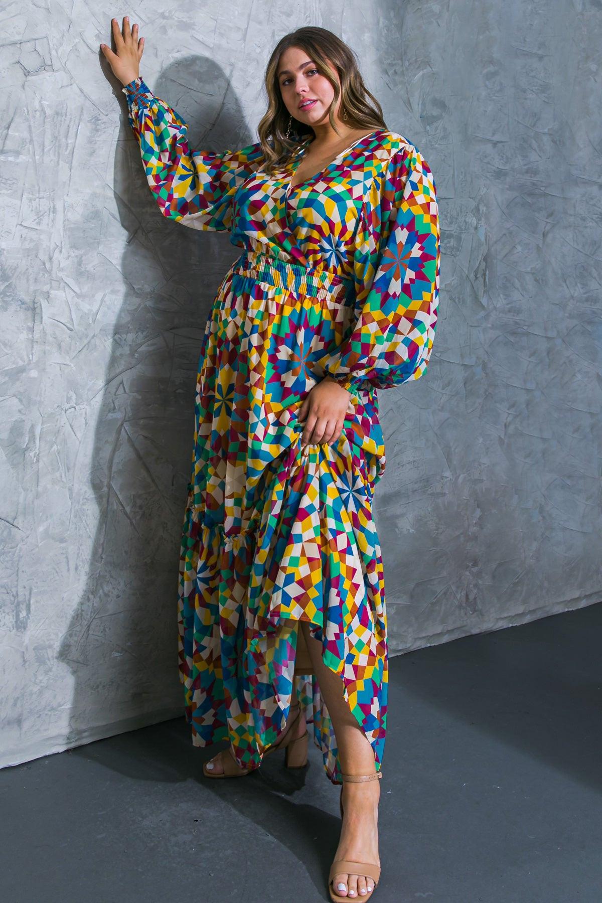 Everything I Love Printed Woven Maxi Dress with Surplice Neckline — Soul Flow Apparel