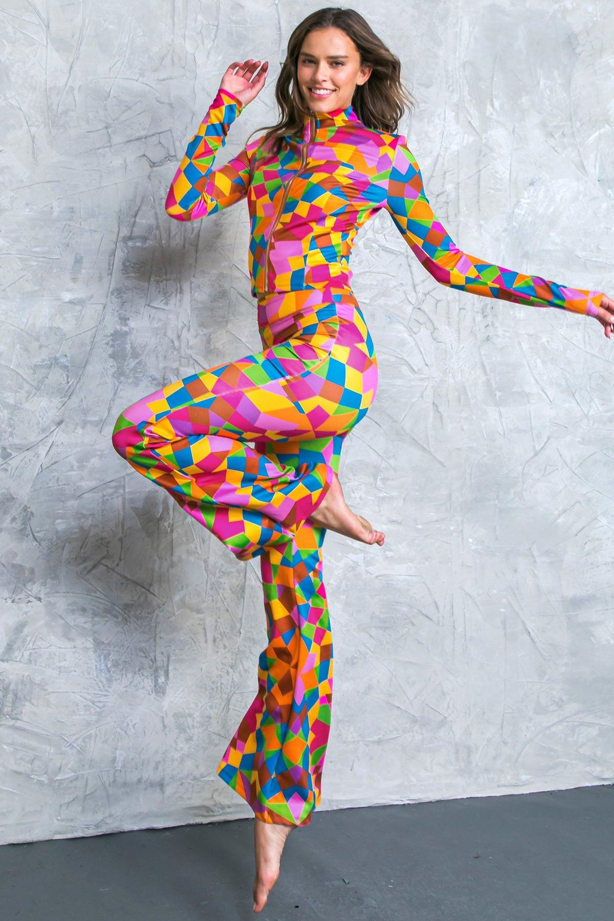 Sweetest Shower Scuba Tracksuit with Front Zip and Bell Bottom Pants — Soul Flow Apparel