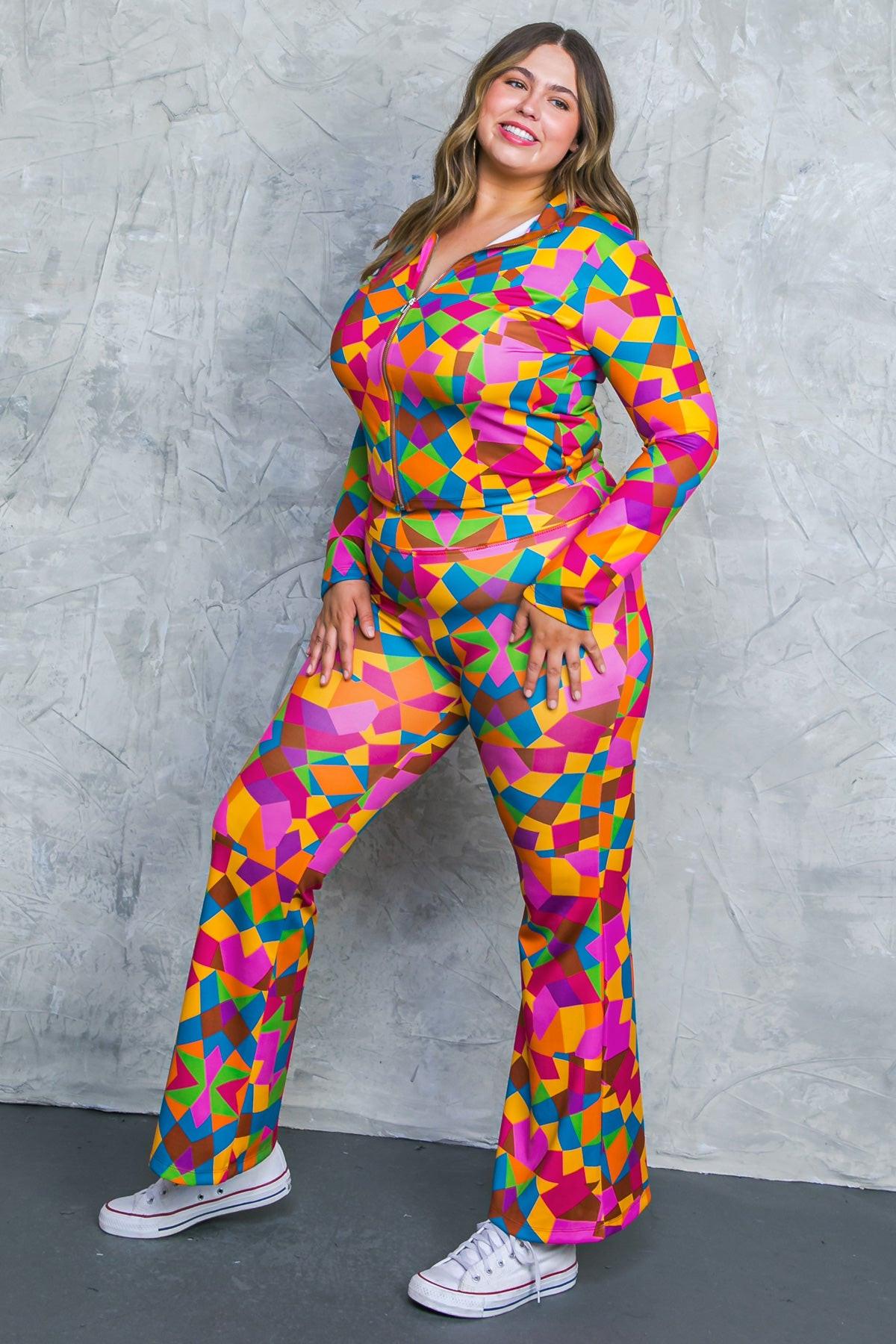 Sweetest Shower Scuba Tracksuit with Front Zip and Bell Bottom Pants — Soul Flow Apparel