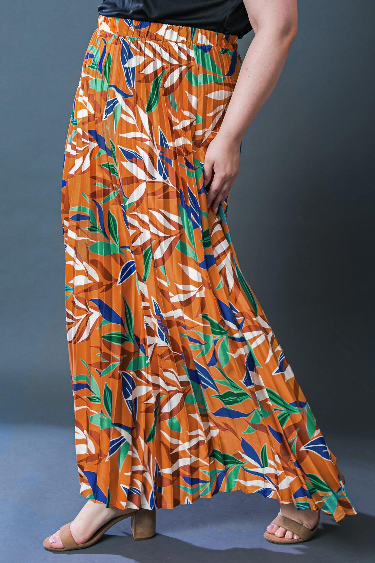 Feels Like Fall Woven Maxi Skirt Boho Pleated Flowing Silhouette Elastic Waist — Soul Flow Apparel