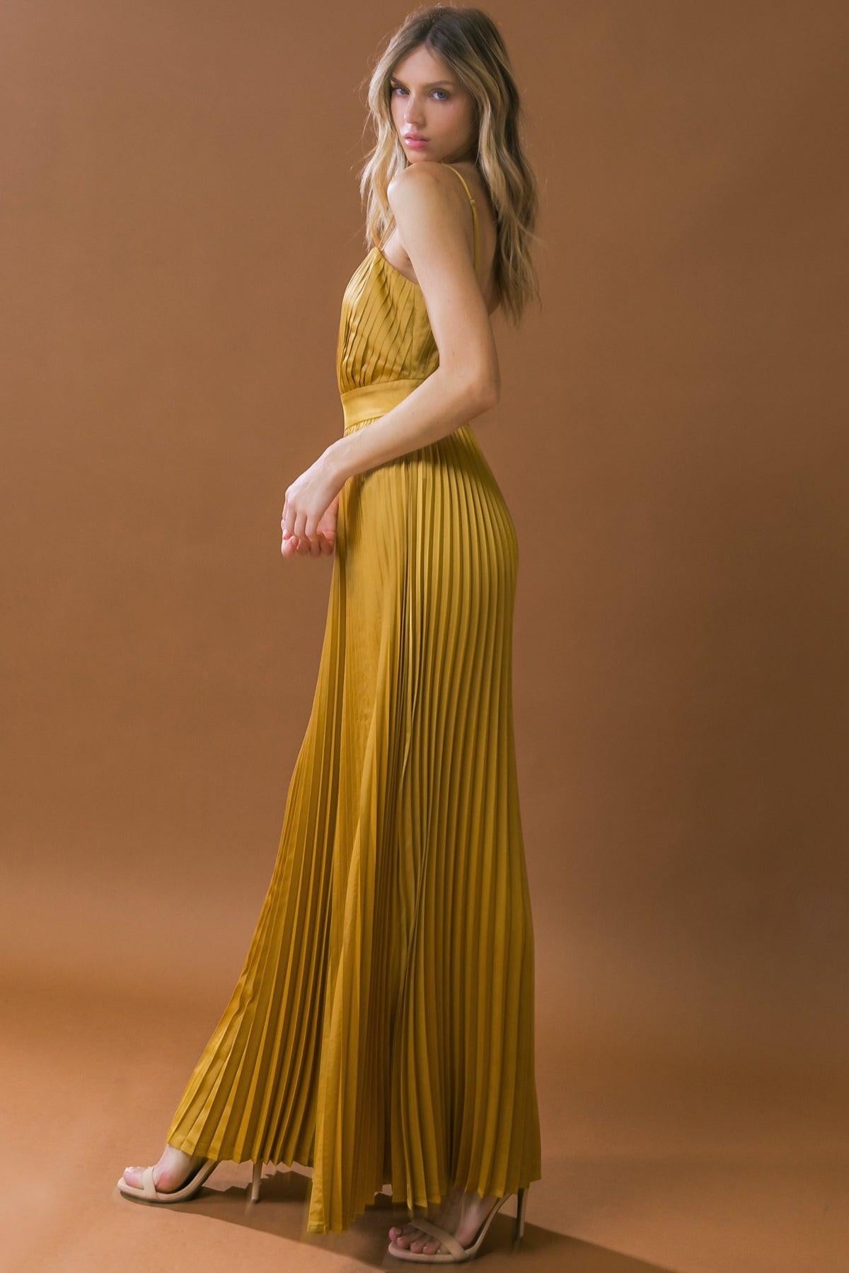 Blissful Love Woven Jumpsuit Pleated Bodice Wide Leg with Back Zipper — Soul Flow Apparel