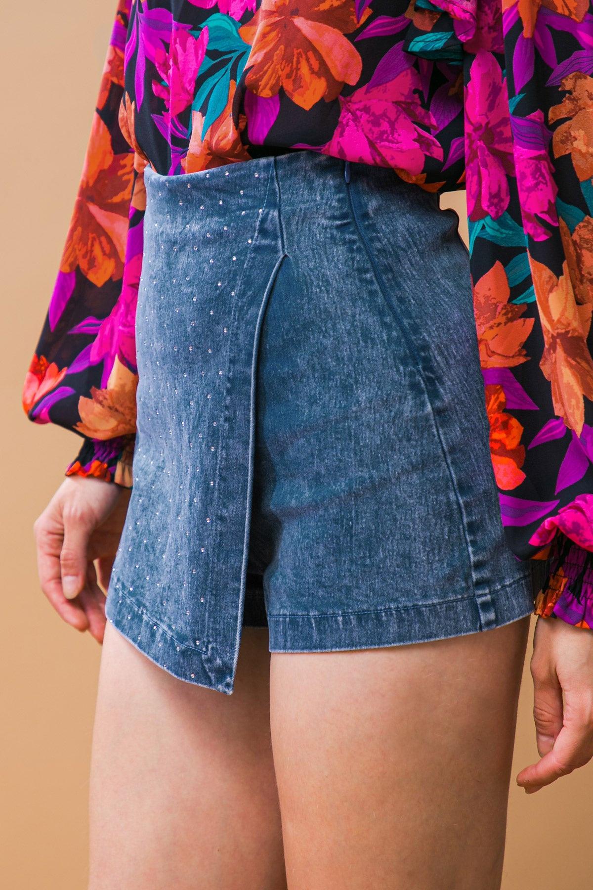 Posh Position Denim Skort — Soul Flow Apparel