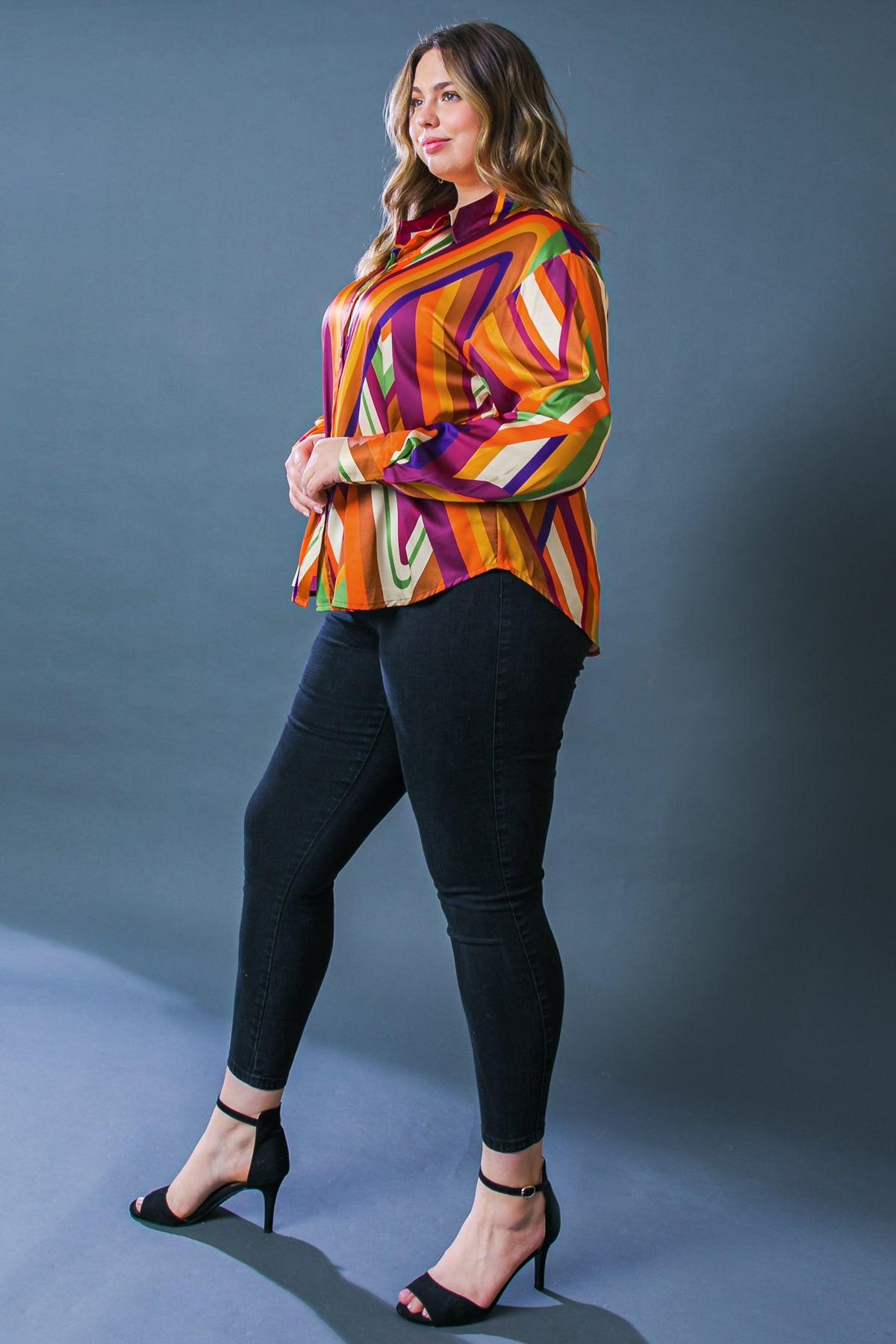 Something Special Printed Woven Top Shirt Collar Button Down and Long Sleeve — Soul Flow Apparel