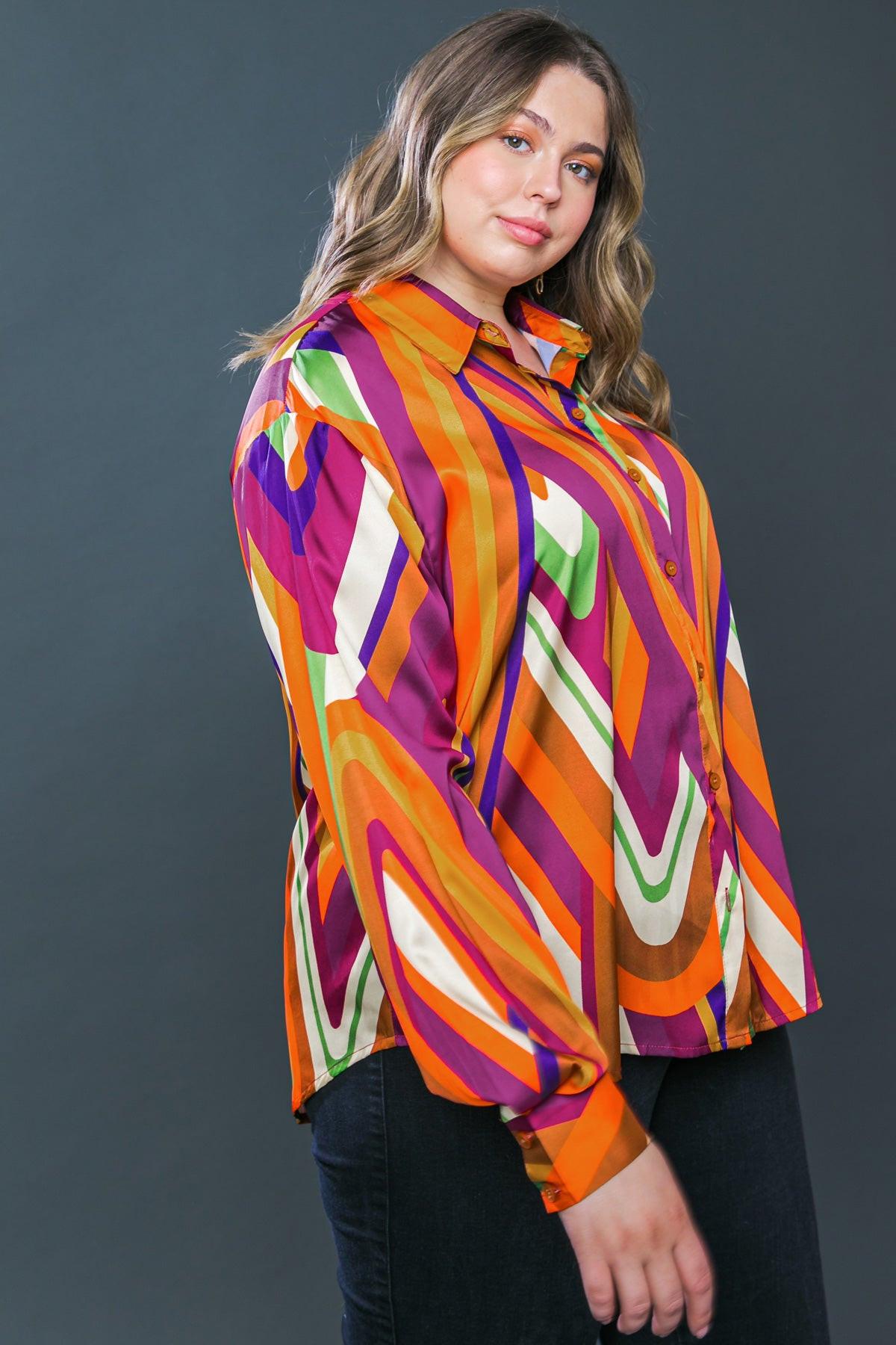 Something Special Printed Woven Top Shirt Collar Button Down and Long Sleeve — Soul Flow Apparel