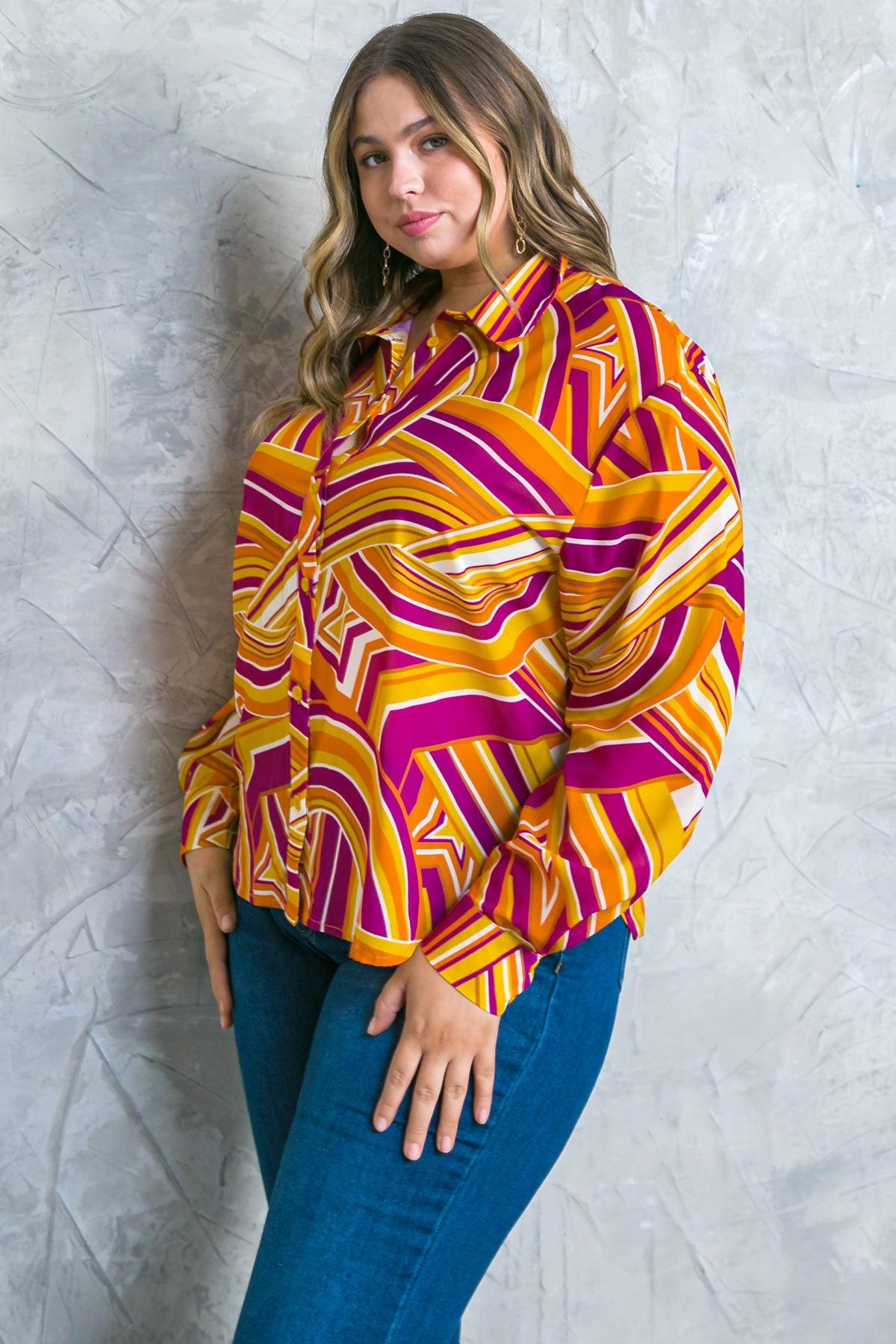 Lively Cham Woven Top Button Down with Shirt Collar — Soul Flow Apparel