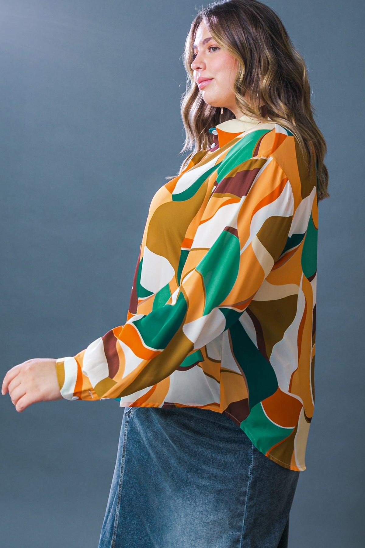 Lovingly Yours Woven Top with Shirt Collar Button Down Long Sleeve Polyester — Soul Flow Apparel