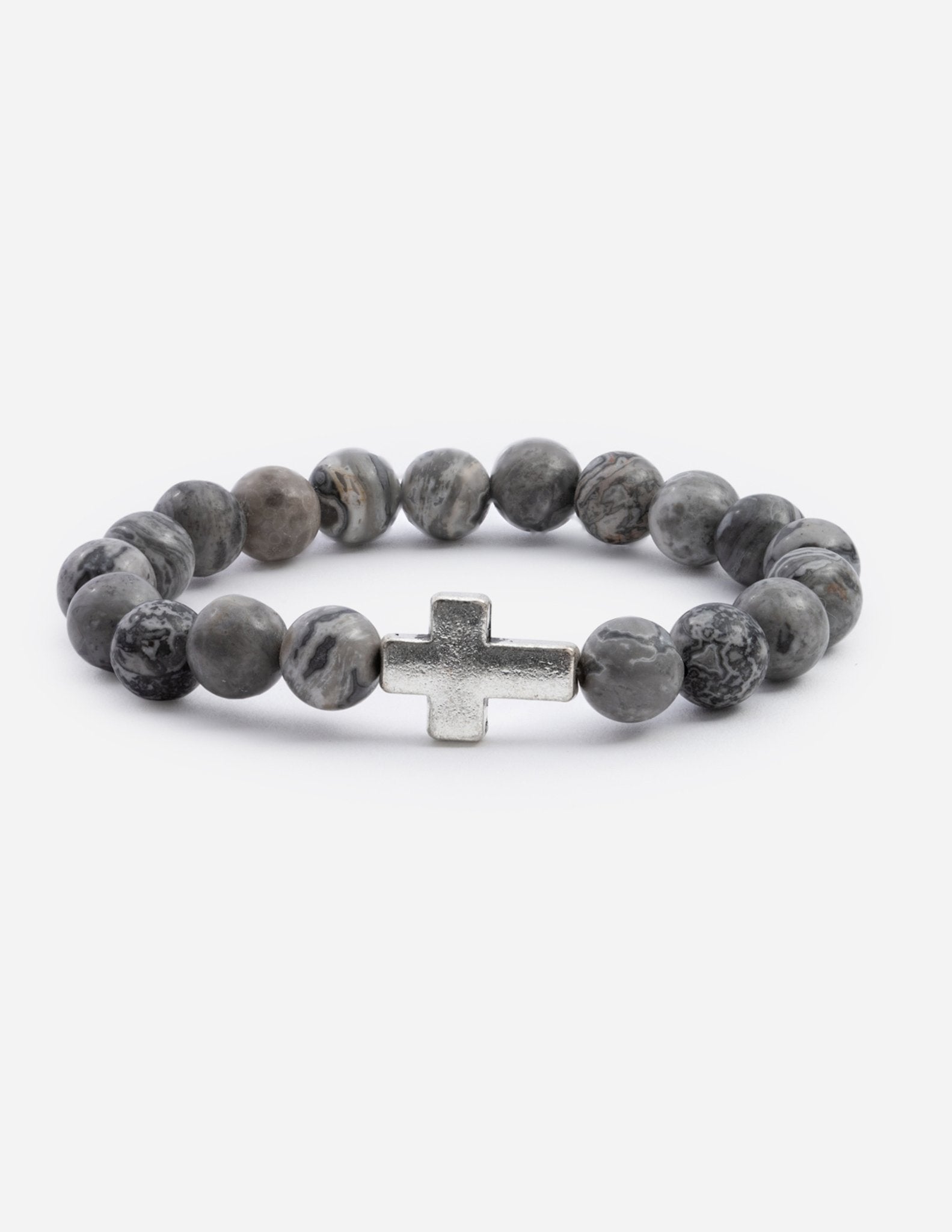 Slate Grey Cross – Christian Stone Bracelet