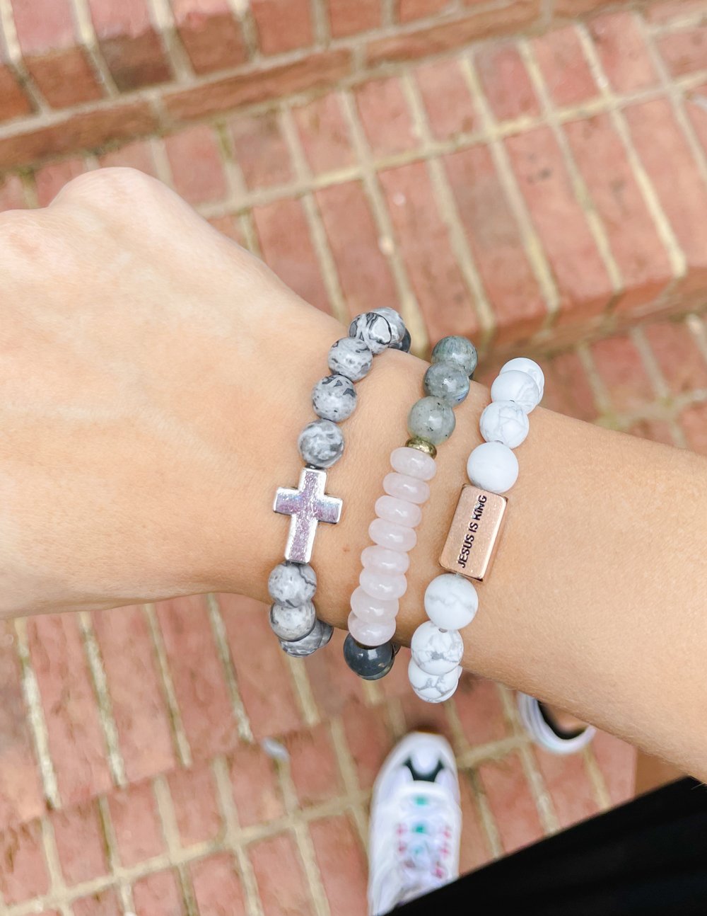Slate Grey Cross – Christian Stone Bracelet