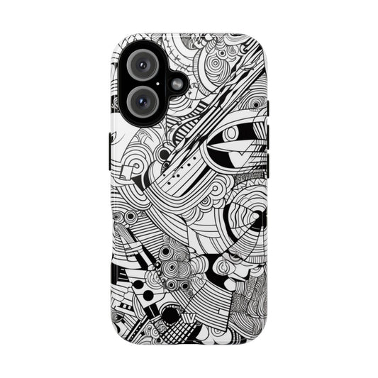 B&w Abstract Doodle | Tough Phone Case — Soul Flow Apparel