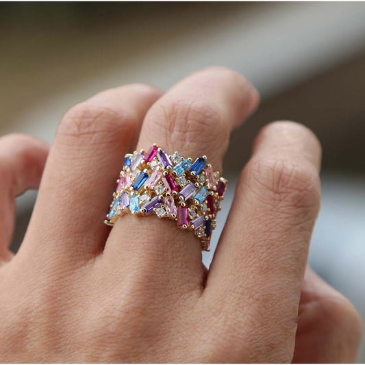 Stacie Rainbow Baguette Ring — Soul Flow Apparel