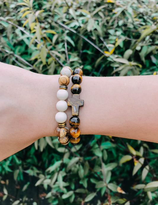 Tiger Eye Cross – Christian Stone Bracelet