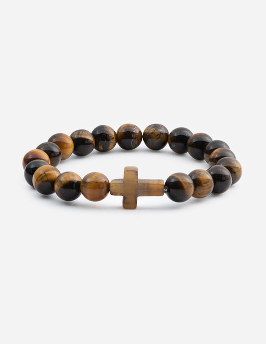 Tiger Eye Cross – Christian Stone Bracelet