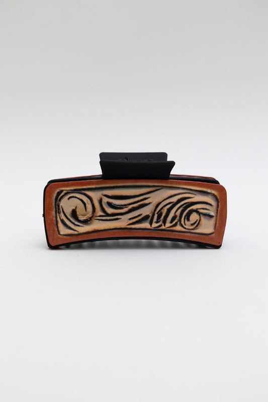 Windy Desert Hair Claw Clip with artistic wind pattern and clam grip design.