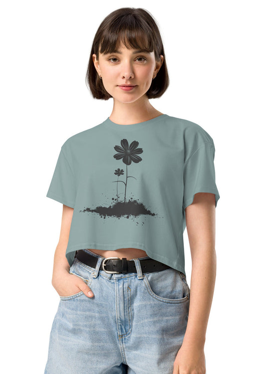 Woman wearing flower shirt