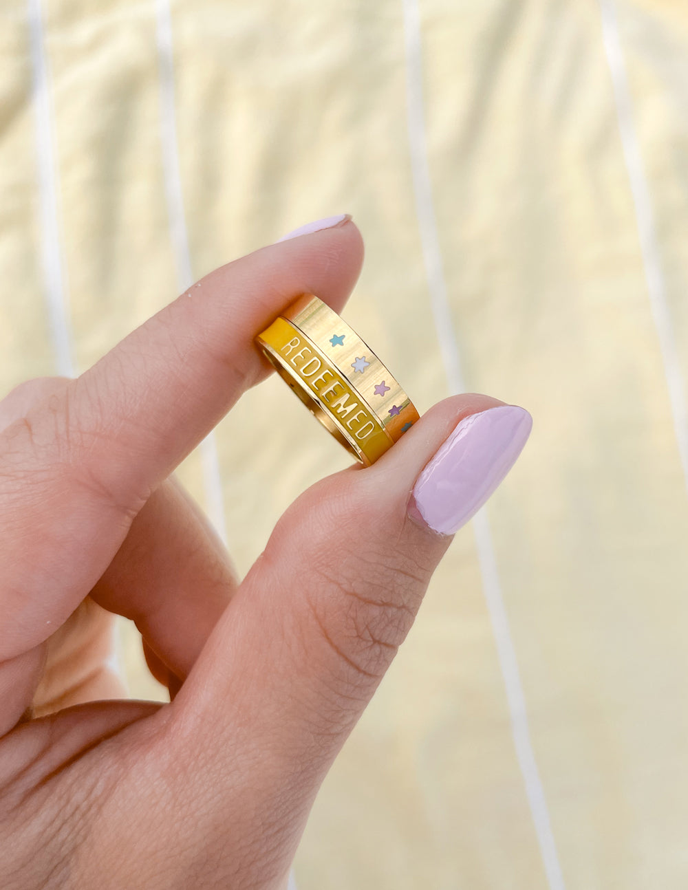 Yellow Enamel Redeemed Ring – Christian Ring