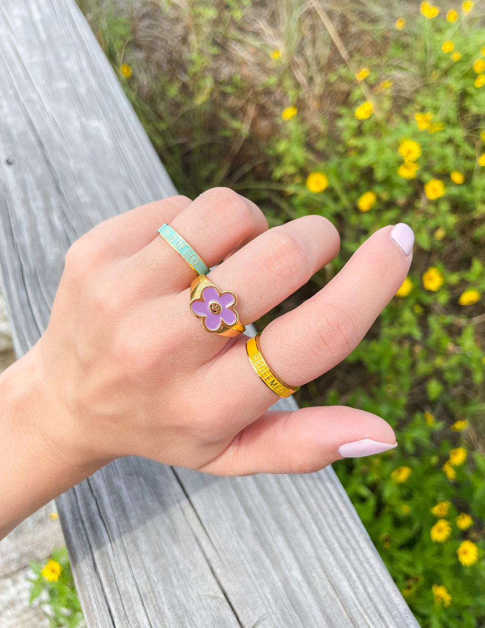 Yellow Enamel Redeemed Ring – Christian Ring